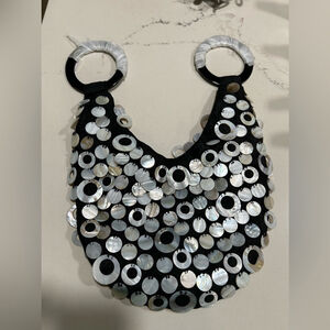 NEW Tico Shell Mother of Pearl Boho Sling Bag Wooden Handles